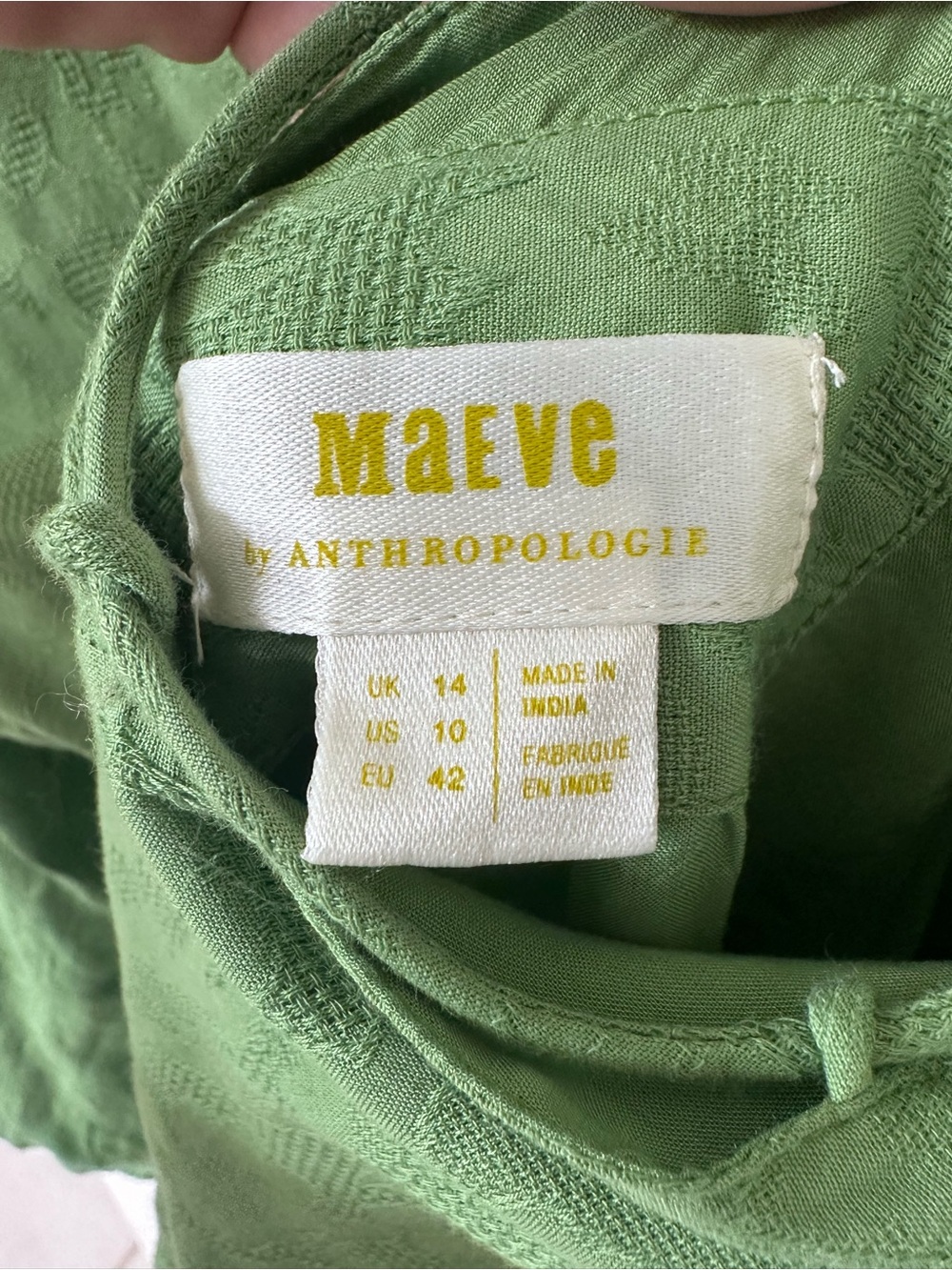 Maeve Anthropologie Green Jacquard Open Back Midi Dress Puff Sleeve US 10 - Picture 10 of 14